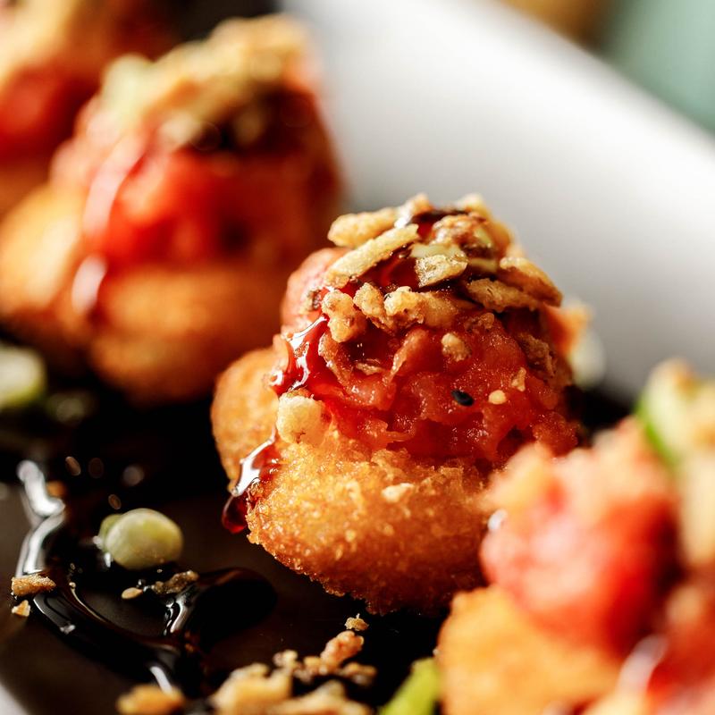 Spicy Tuna Crispy Rice, close-up.